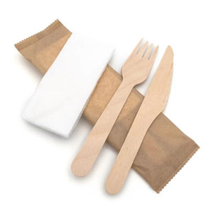Wooden Cutlery Knife, Fork, Napkin 3 in 1 (1 pcs.)