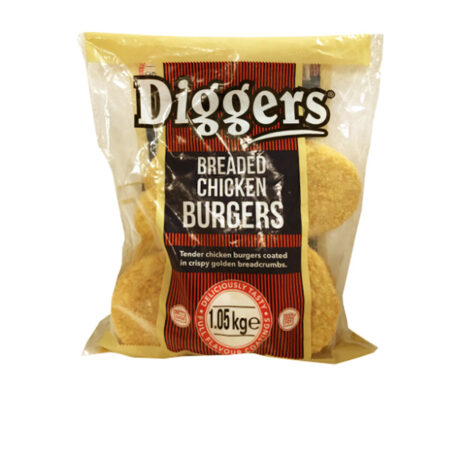Breaded Chicken Burgers Diggers 1 kg. /Frozen/Halal.