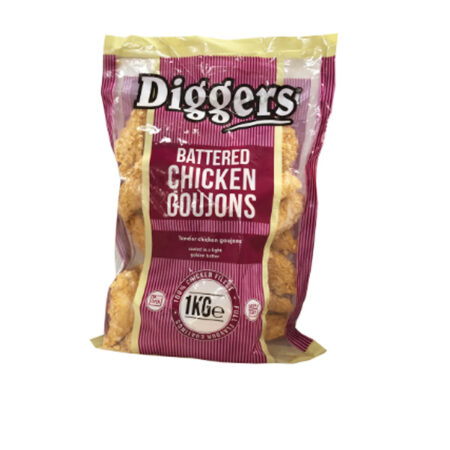 Battered Chicken Goujons Diggers 1 kg. /Frozen/Halal.