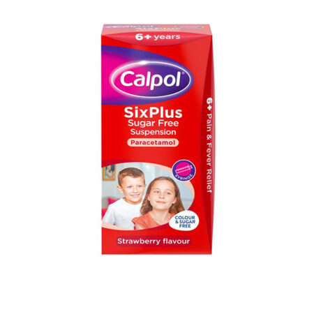Oral Suspension SixPlus Paracetamol Strawberry Sugar Free 6+ Years Calpol 60 ml.