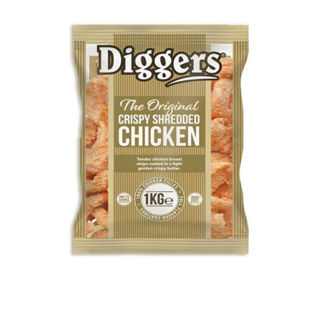 Crispy Shredded Chicken Diggers 1 kg. Frozen/Halal.