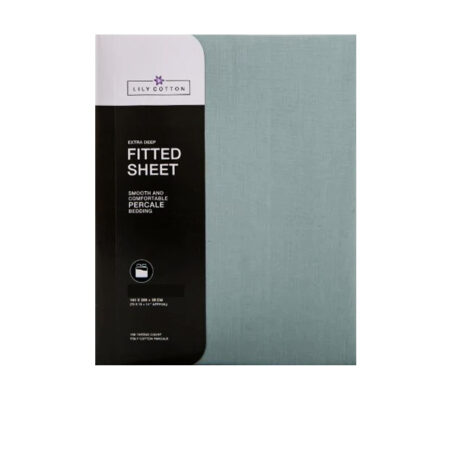 Double Fitted Sheet Lily Cotton Duck Egg 140x190 cm.