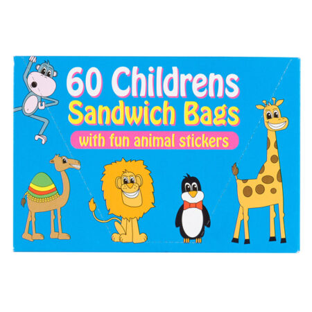 Childrens Sandwich Bags With Fun Animal Stickers(Pack 60)
