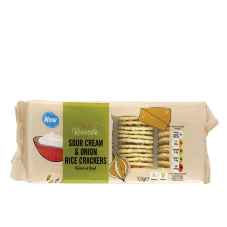 Rivercote Rice Crackers Sour Cream&Onion 100 g. Gluten Free