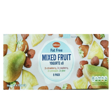 Yogurt Fat Free Mixed Fruit Milbona 8x 125 g.
