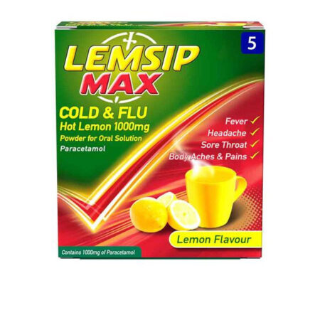 Cold/Flu Hot Lemon 1000 Lemsip Max 5 Sachets