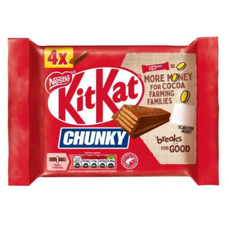 Chocolate Bar 4 Bars Snacksize Chunky Kit Kat 128 g.