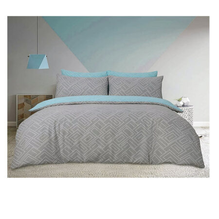 Double Duvet Cover Set Square Dot Geo Grey 200x200 cm.