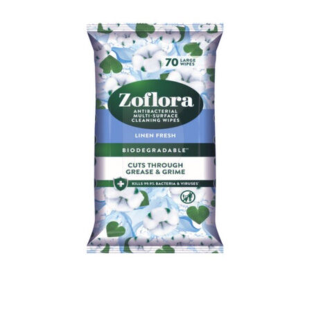 Antibacterial Multi-Surface Cleaning Wipes Linen Fresh Zoflora 70 pcs.